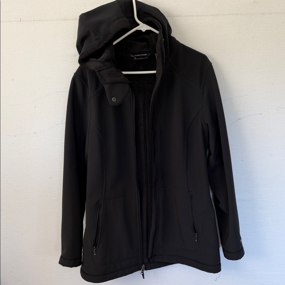 Marmot Black Hooded Softshell Coat